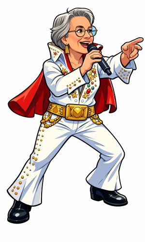 Eva Calling Looking like Elvis